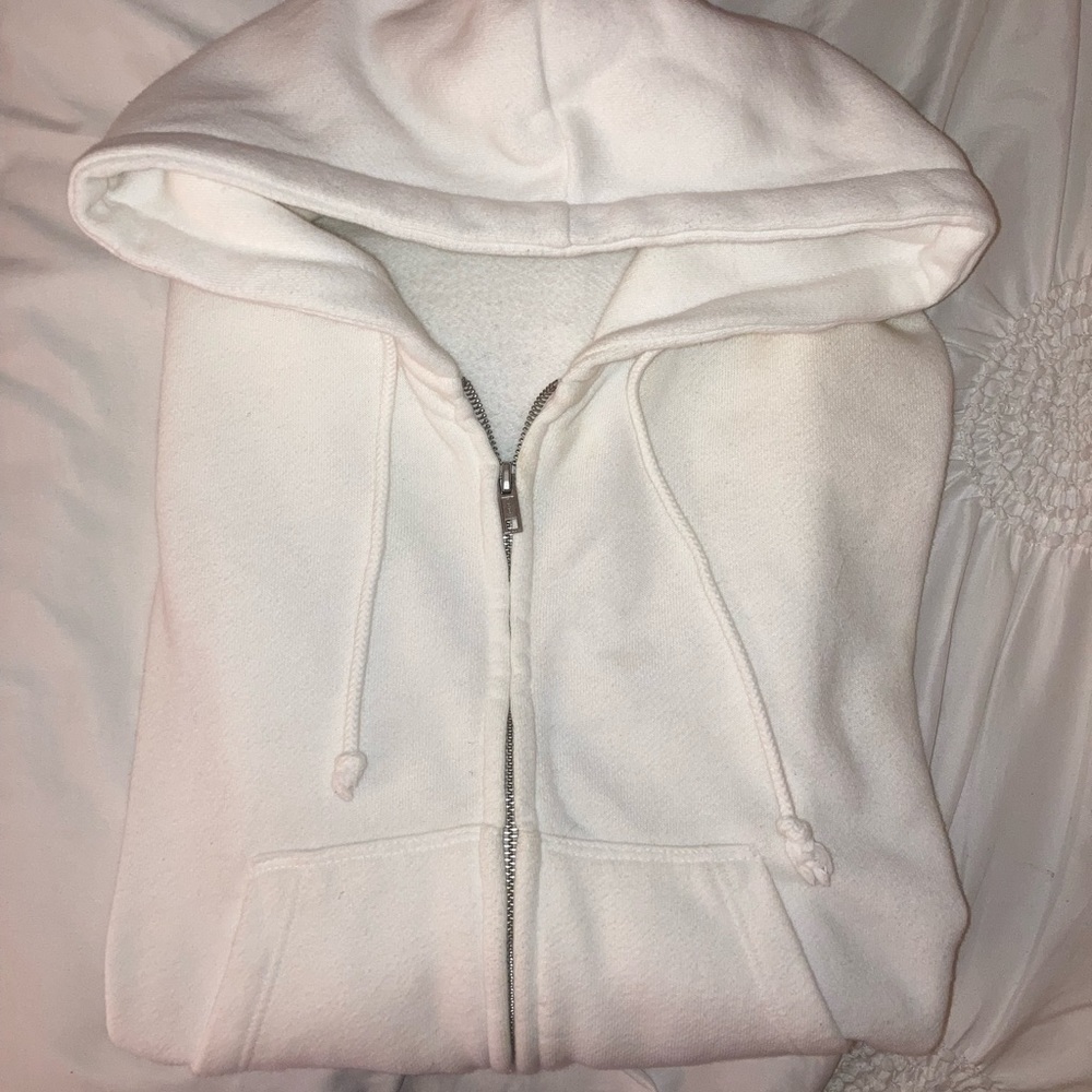 Pacsun John Galt White Cropped Zip Up Hoodie/Jacket One Size, Slightly Worn